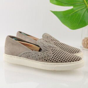 Vince Camuto Womens Bristie SlipOn Shoe Size 8 Gray Suede Perforated Flat Loafer